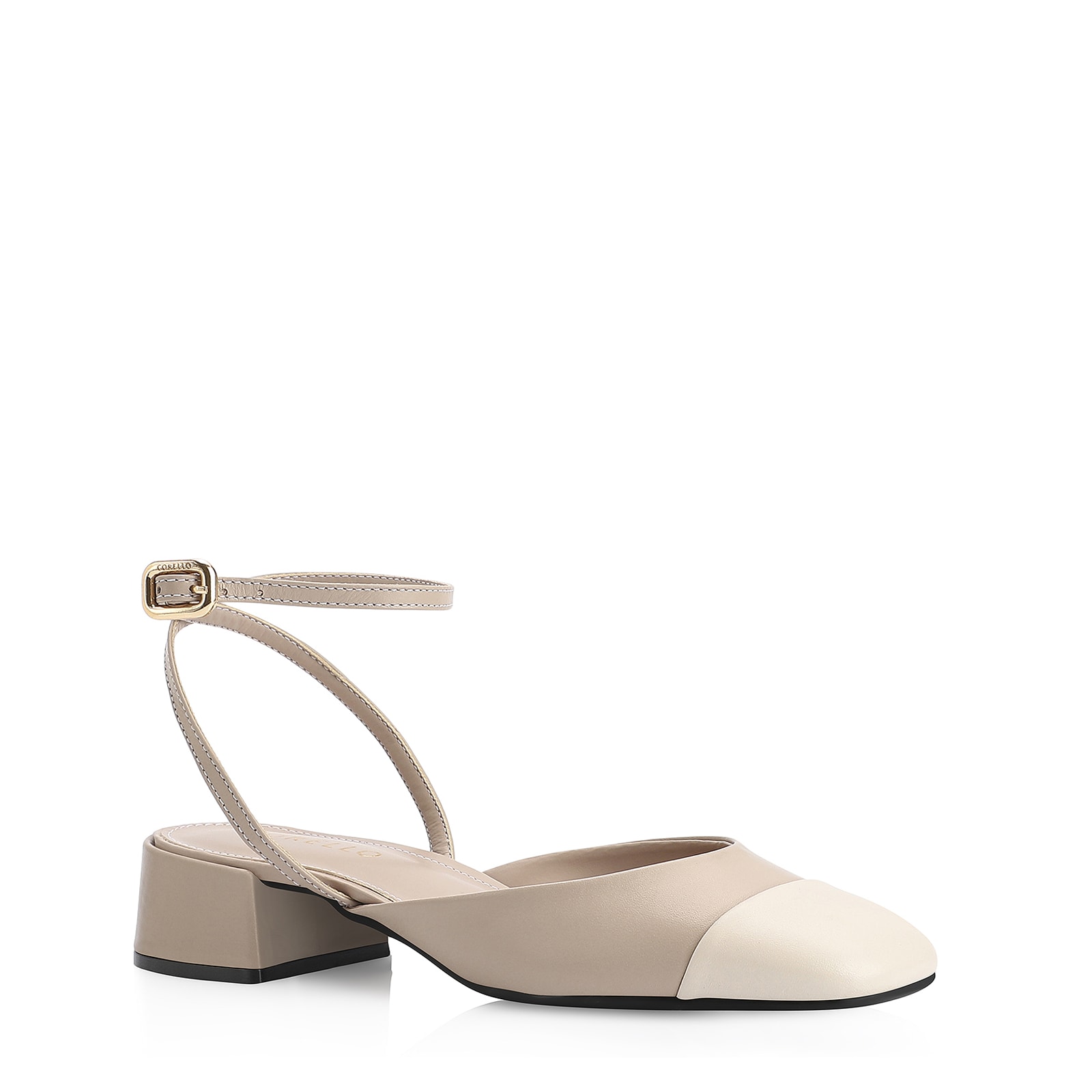 Scarpin Couro Bege/Off White