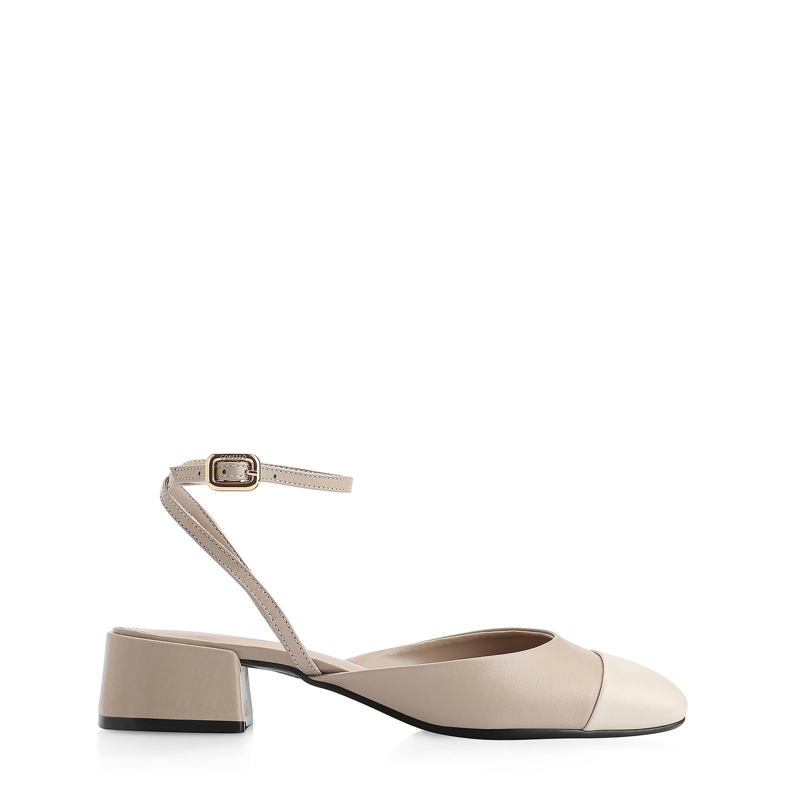 Scarpin Couro Bege/Off White