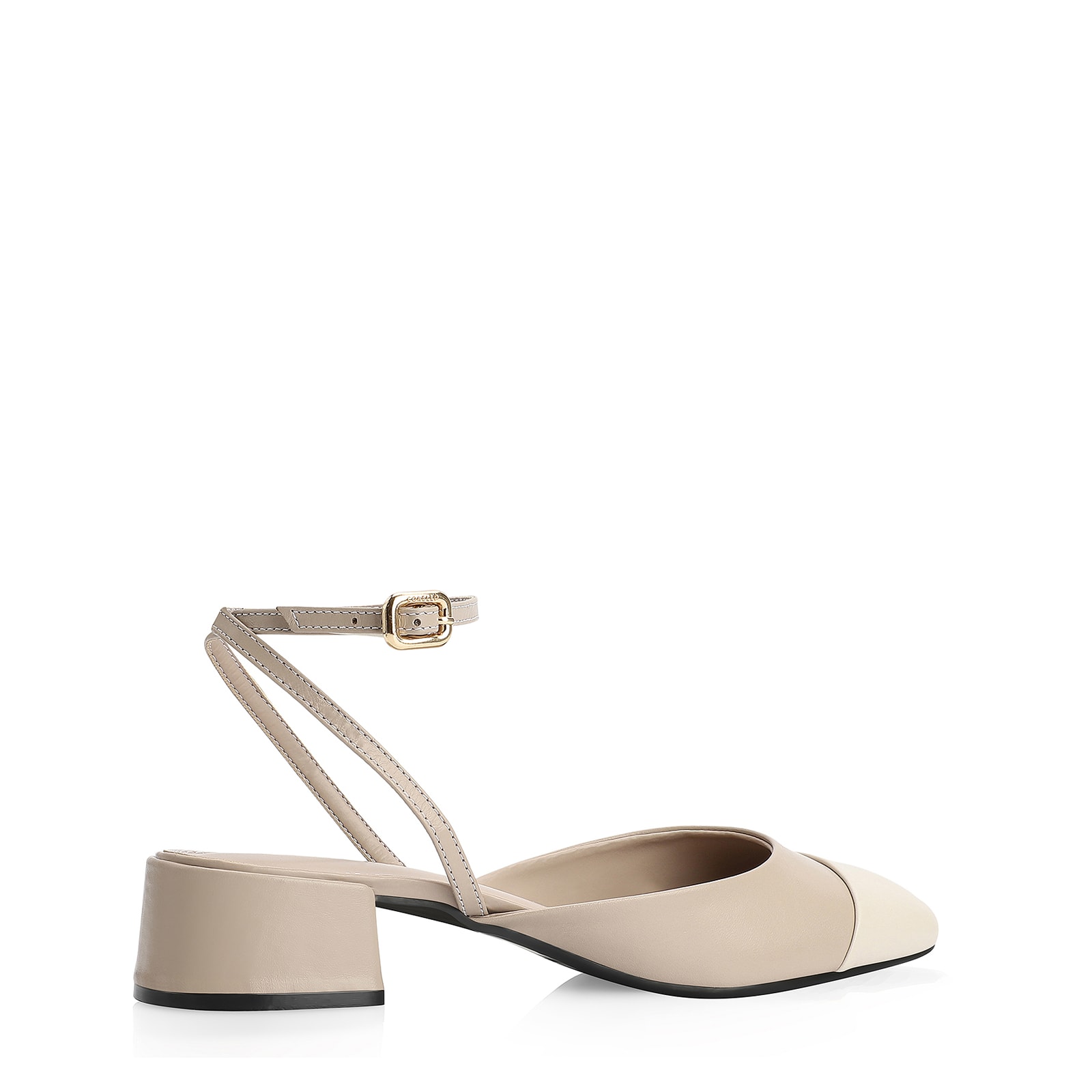 Scarpin Couro Bege/Off White