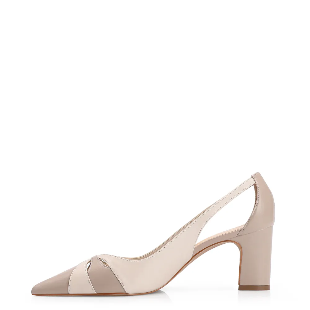 Scarpin Couro Bege/Off White - imagem 4