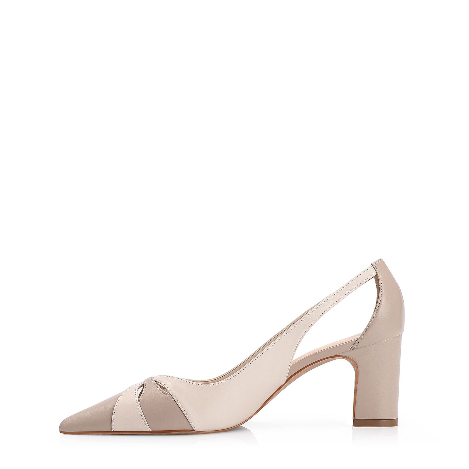 Scarpin Couro Bege/Off White