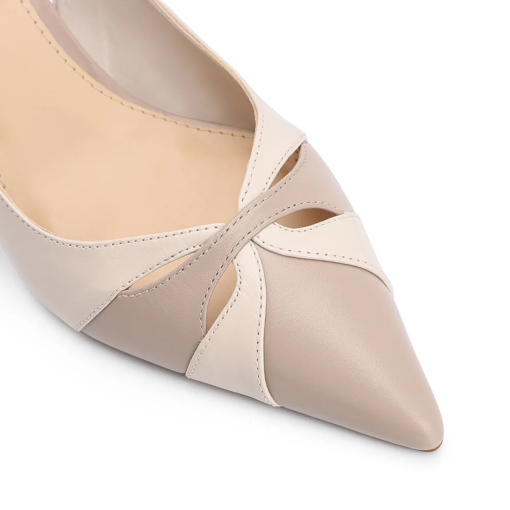 Scarpin Couro Bege/Off White - imagem 6