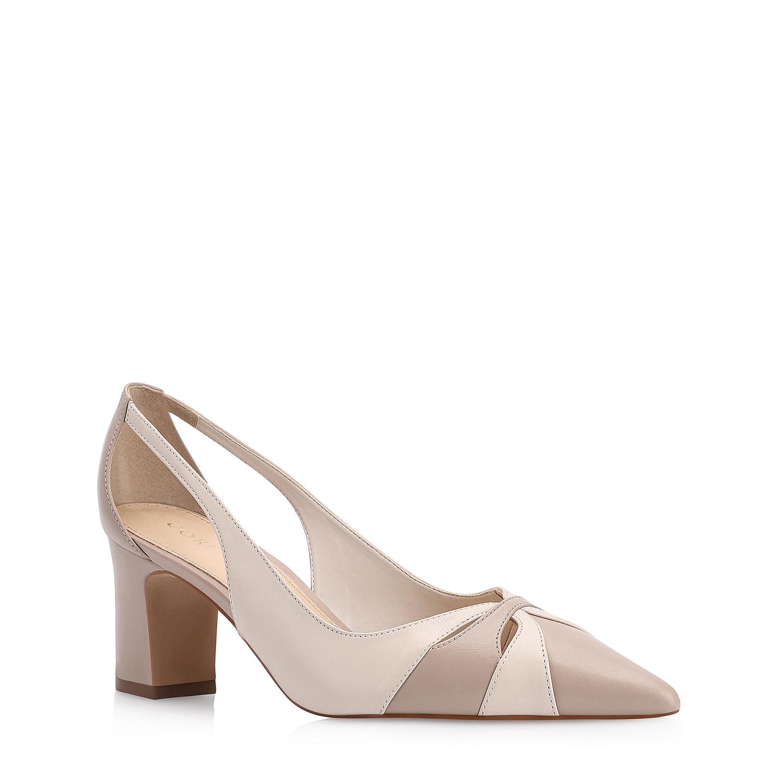 Scarpin Couro Bege/Off White