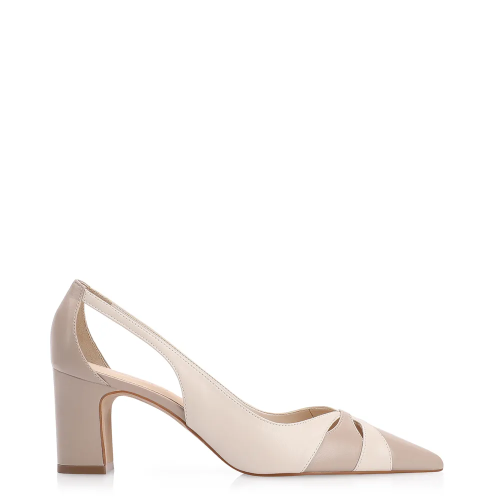 Scarpin Couro Bege/Off White - imagem 2