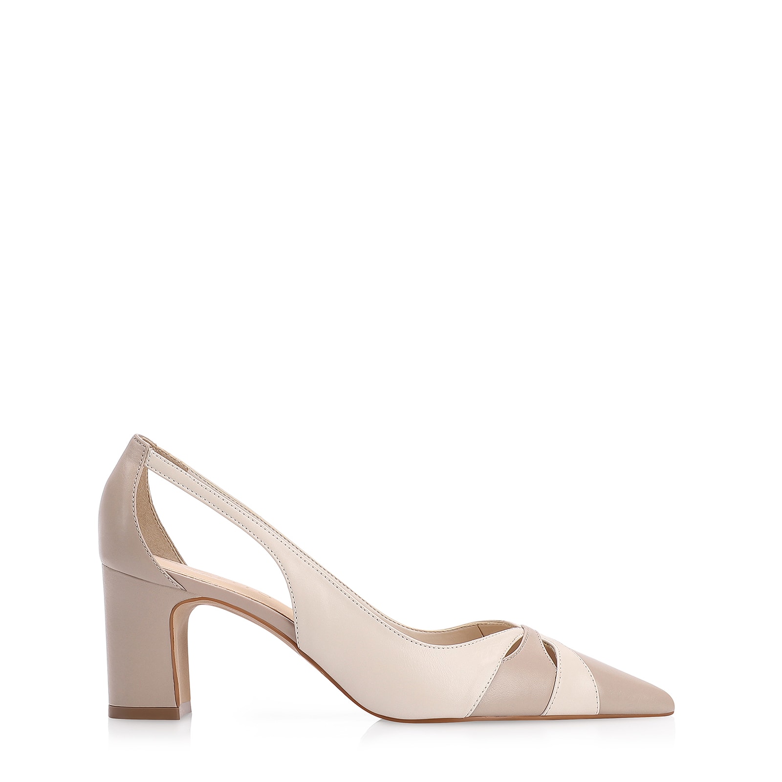 Scarpin Couro Bege/Off White