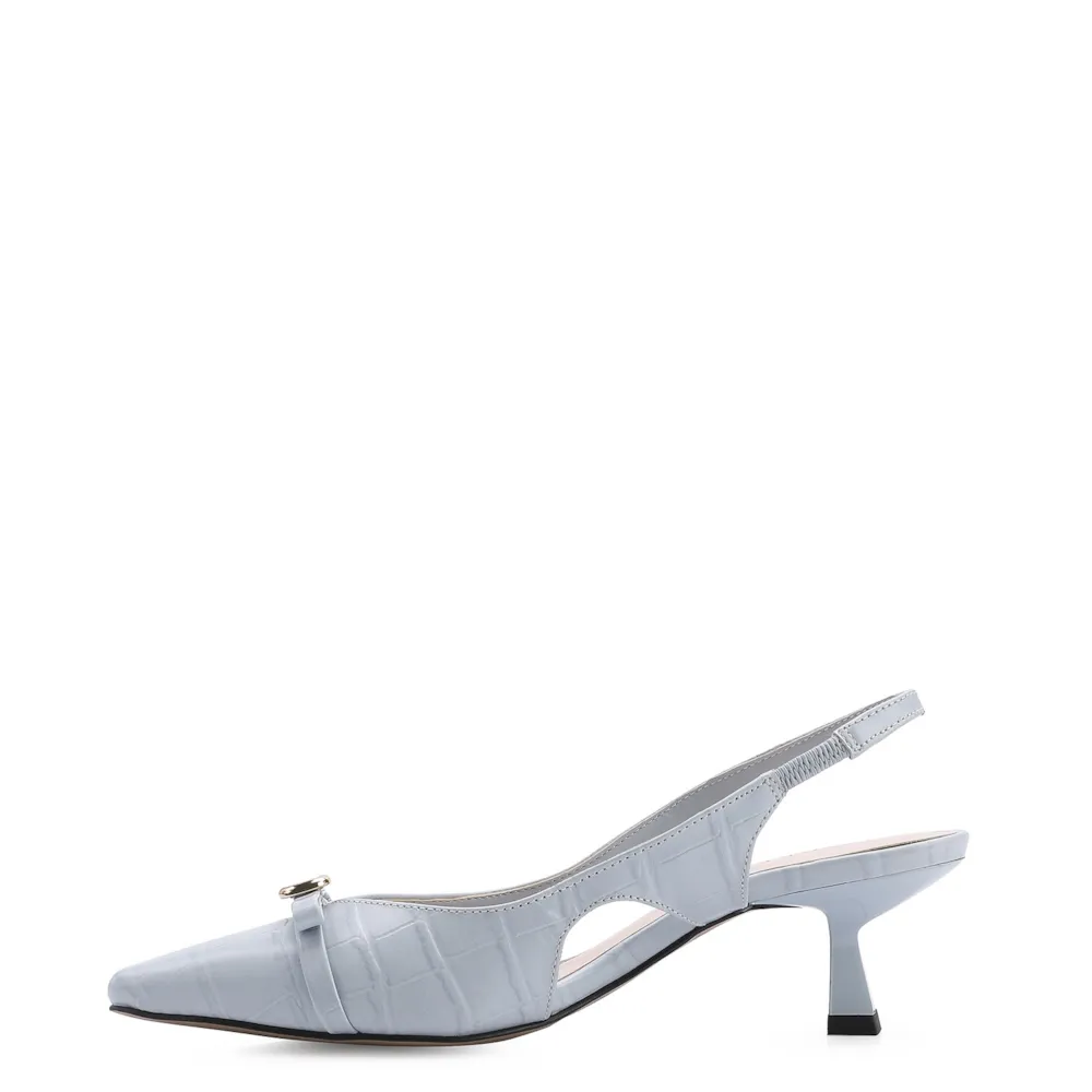Scarpin Couro Croco Azul - imagem 4