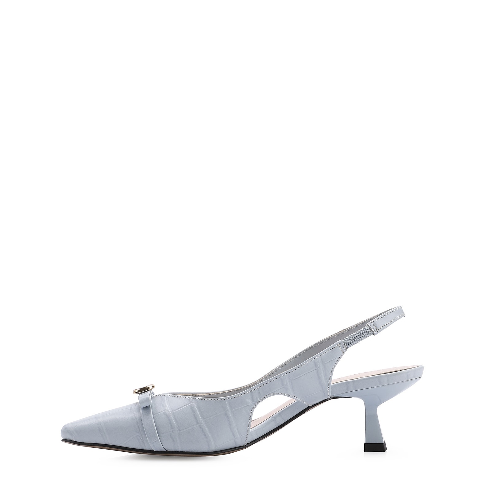 Scarpin Couro Croco Azul