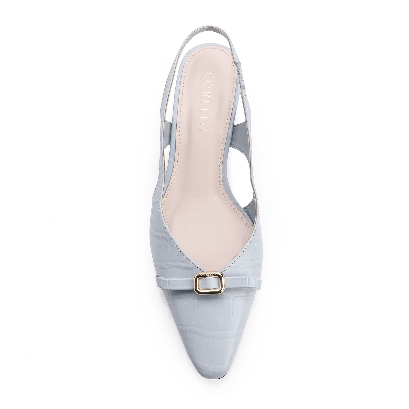Scarpin Couro Croco Azul