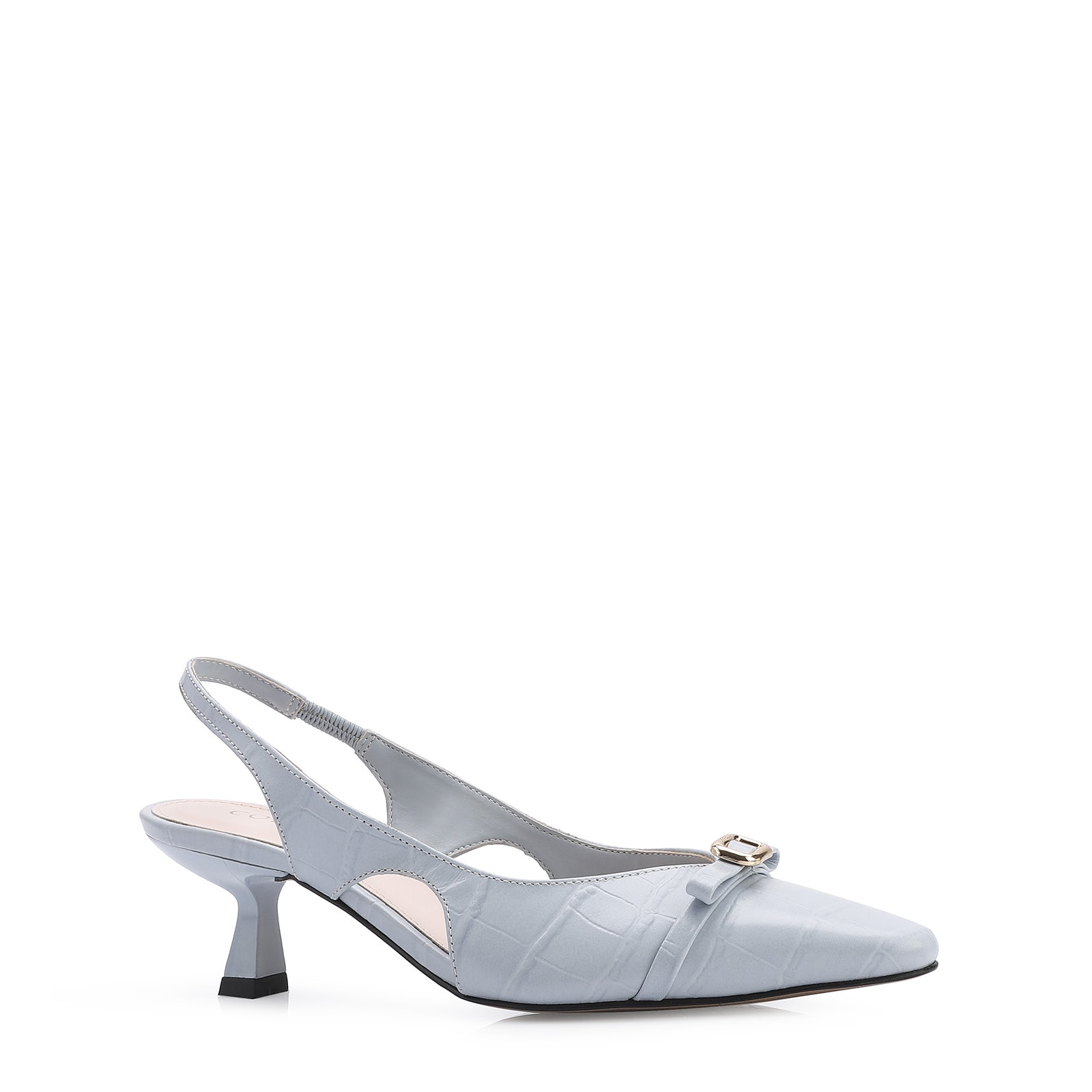 Scarpin Couro Croco Azul
