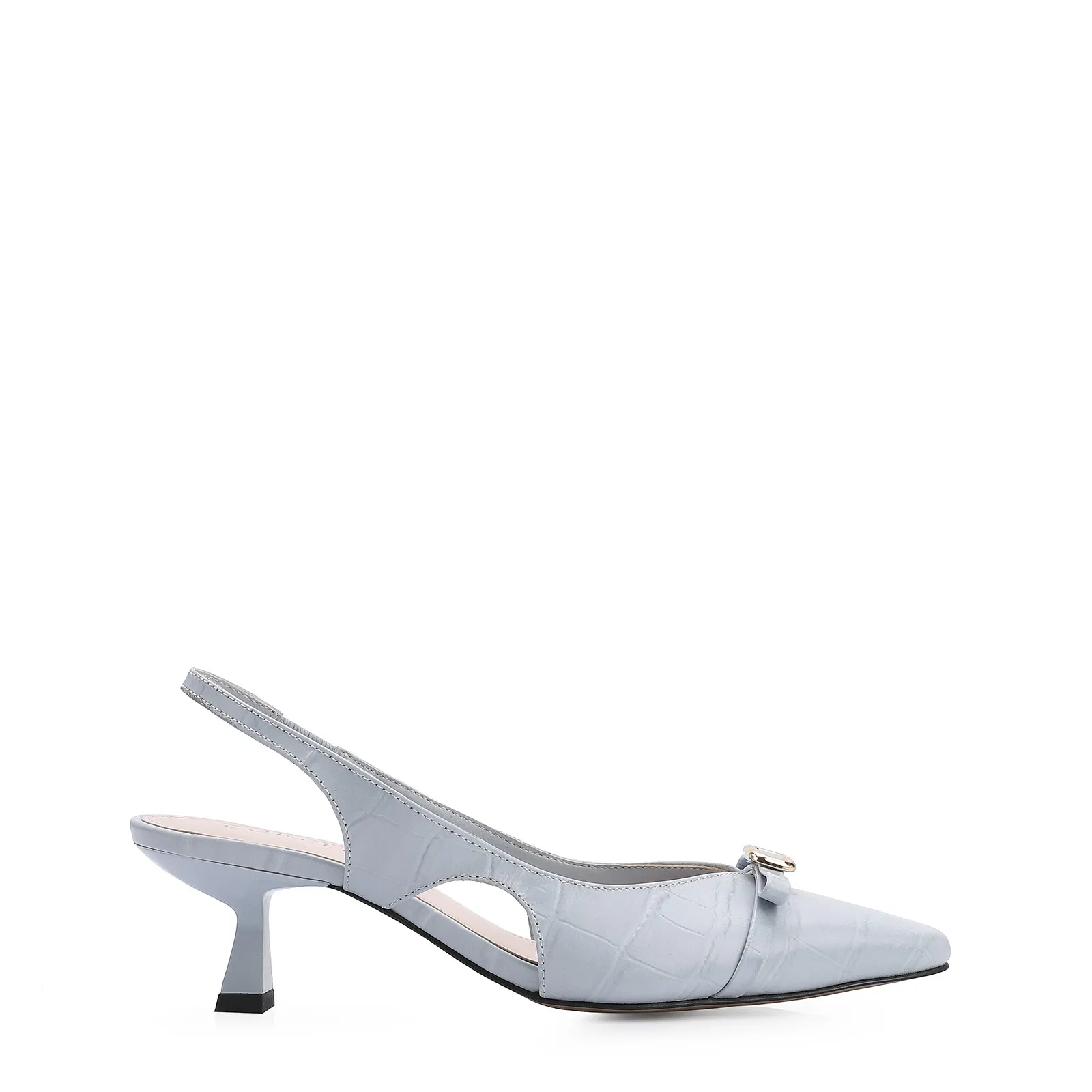 Scarpin Couro Croco Azul