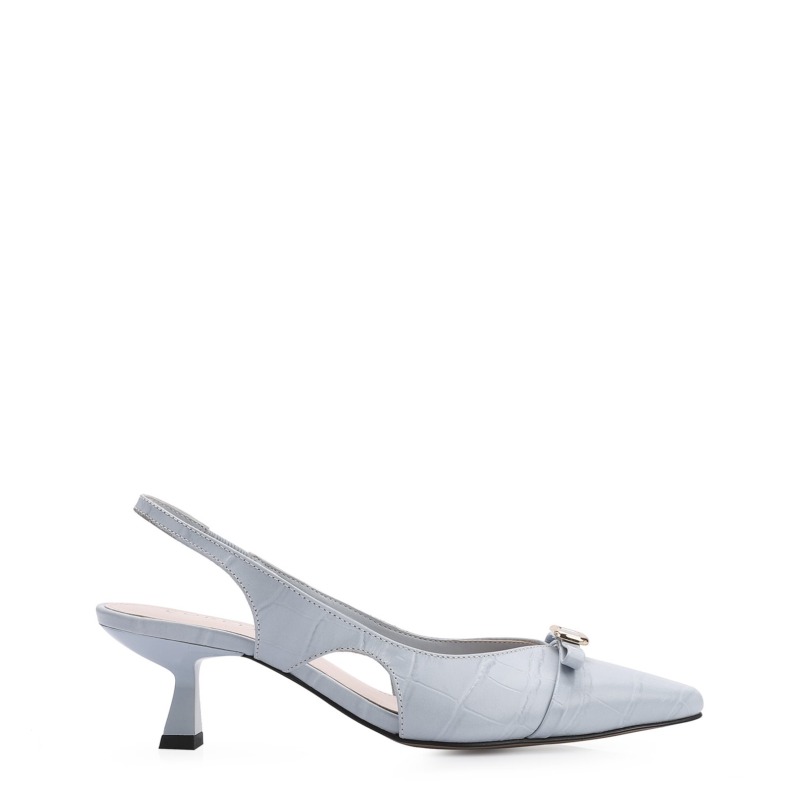 Scarpin Couro Croco Azul