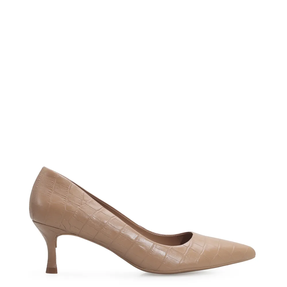 Scarpin Couro Croco Bege - imagem 3