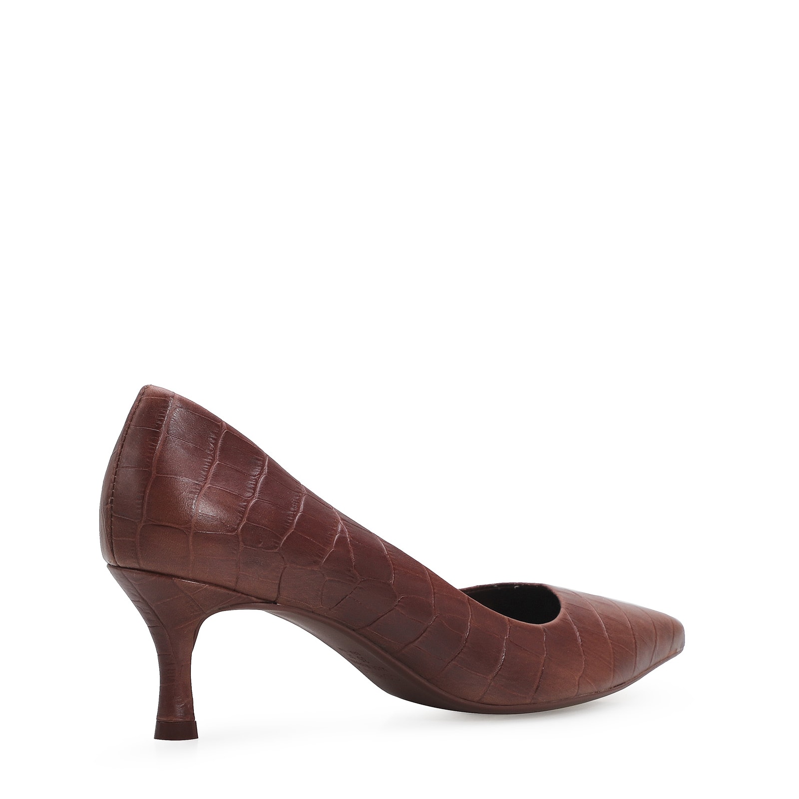 Scarpin Couro Croco Marrom