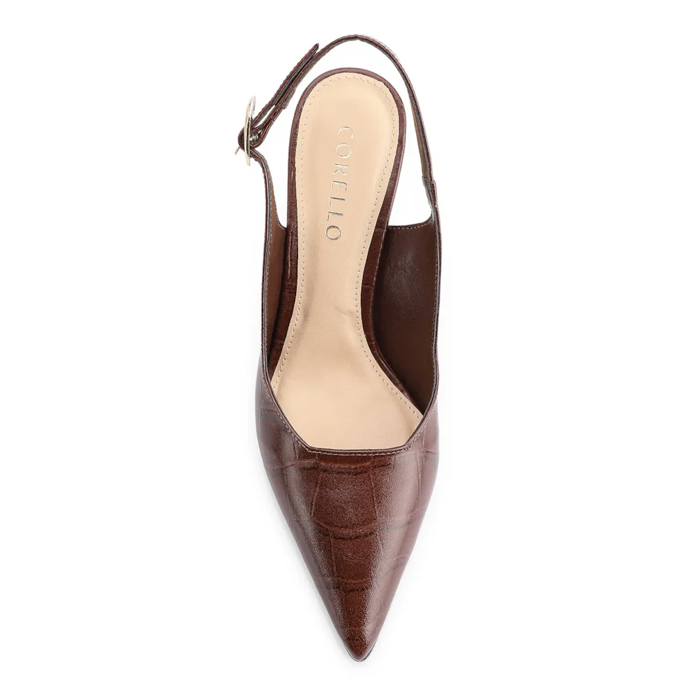 Scarpin Couro Croco Marrom - imagem 6