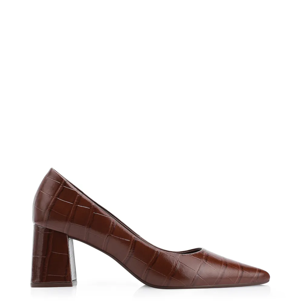 Scarpin Couro Croco Marrom - imagem 3