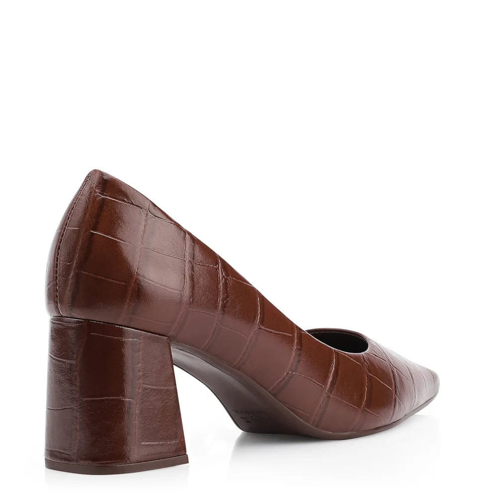 Scarpin Couro Croco Marrom - imagem 4