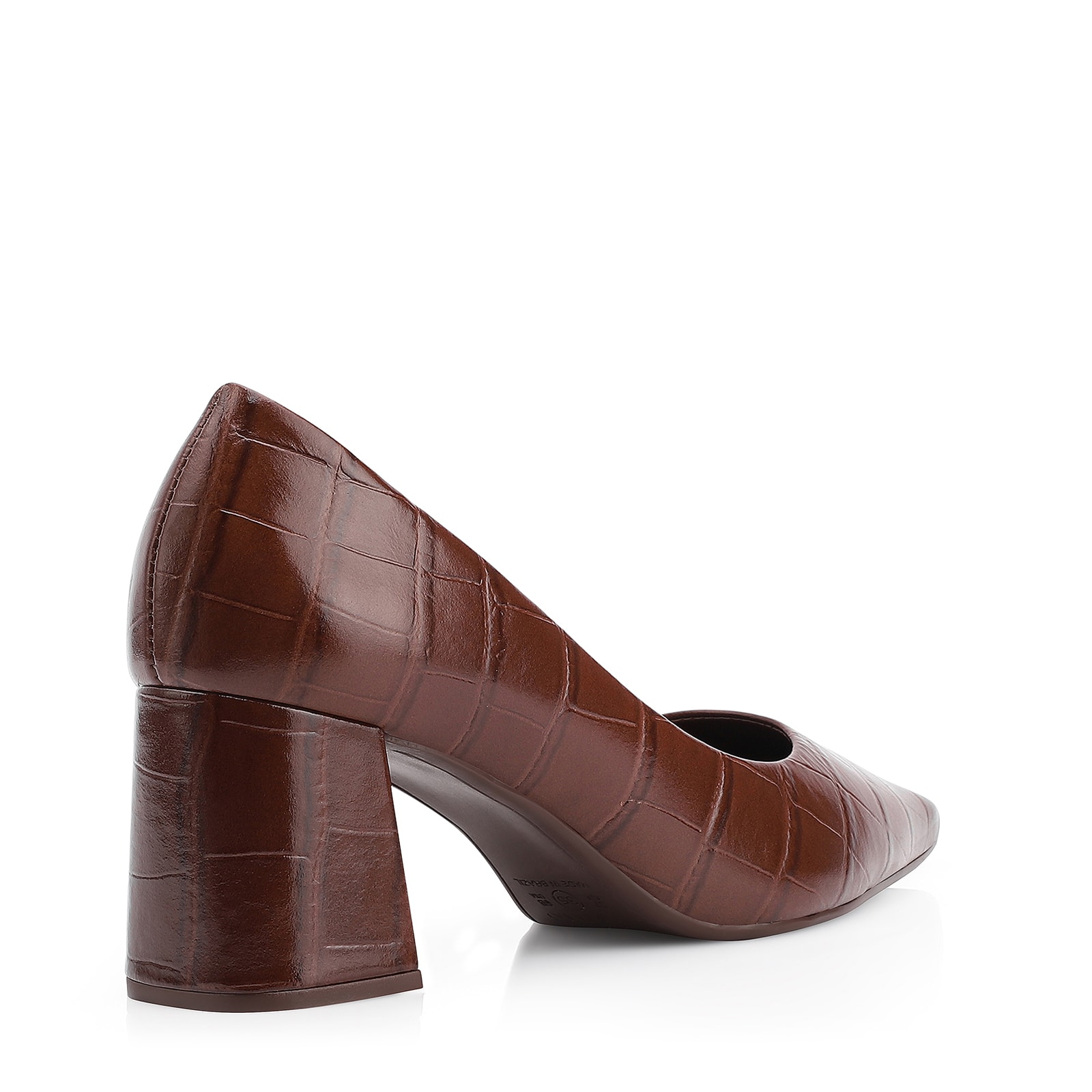 Scarpin Couro Croco Marrom