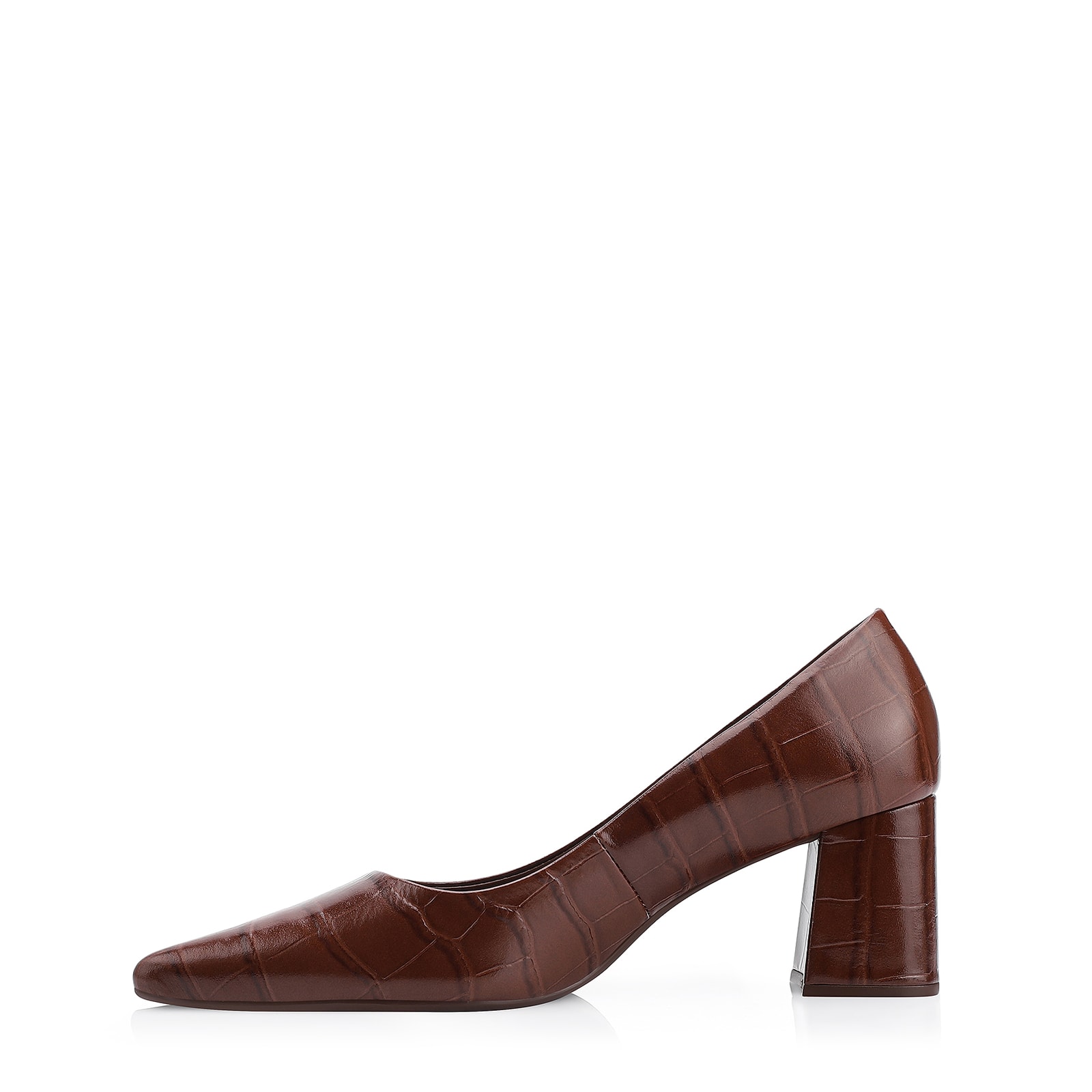 Scarpin Couro Croco Marrom