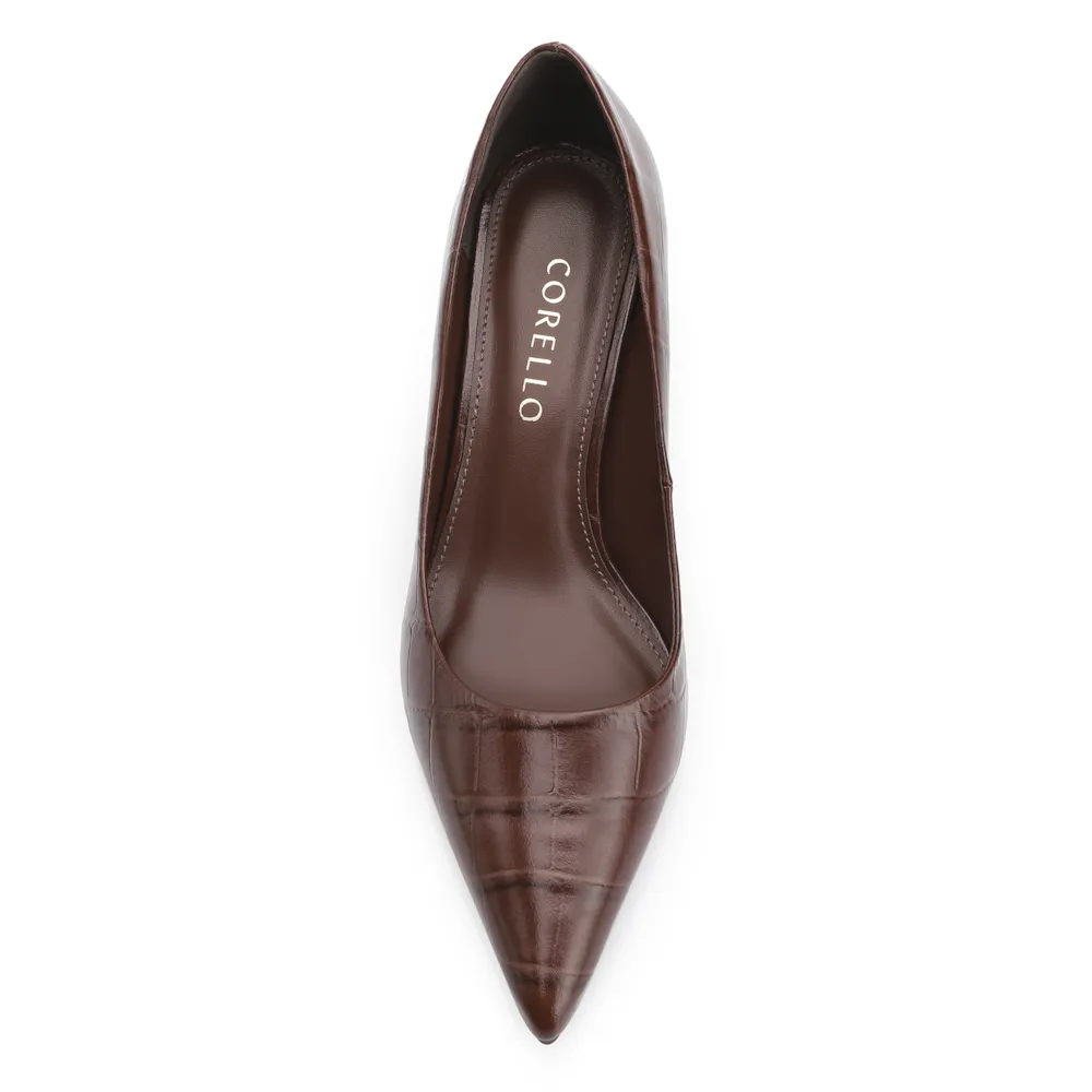 Scarpin Couro Croco Marrom - imagem 6
