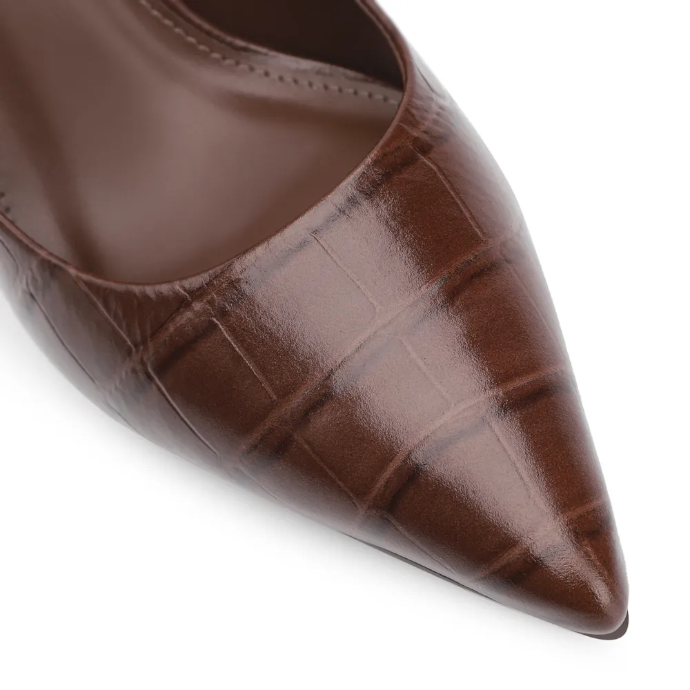 Scarpin Couro Croco Marrom - imagem 7