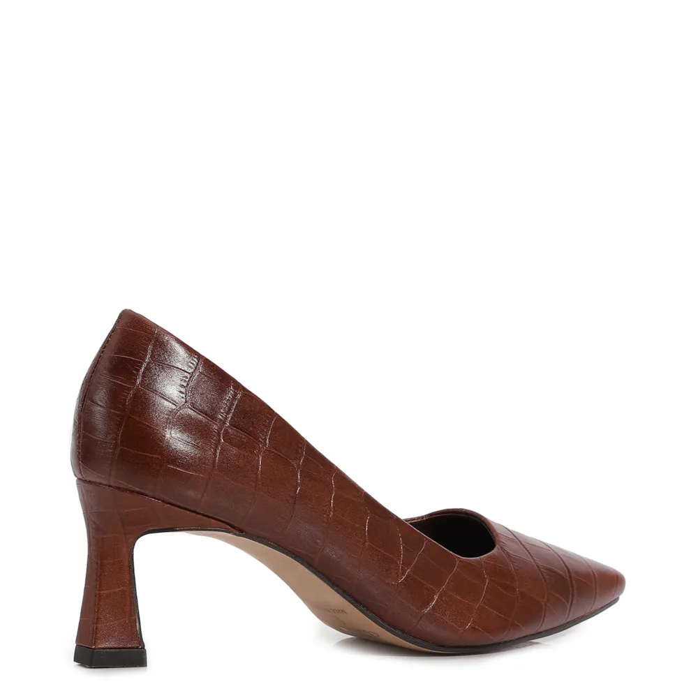 Scarpin Couro Croco Marrom - imagem 4
