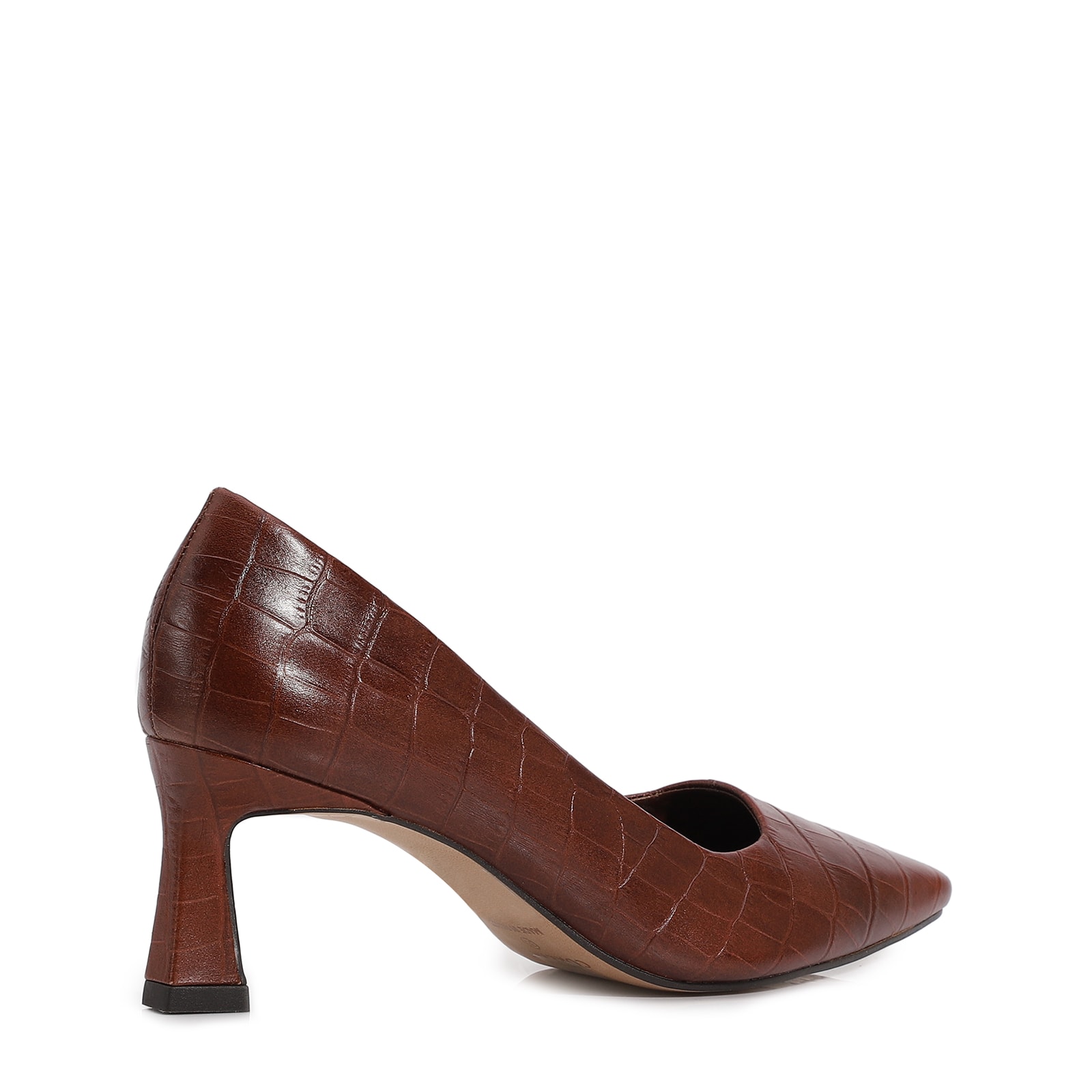 Scarpin Couro Croco Marrom