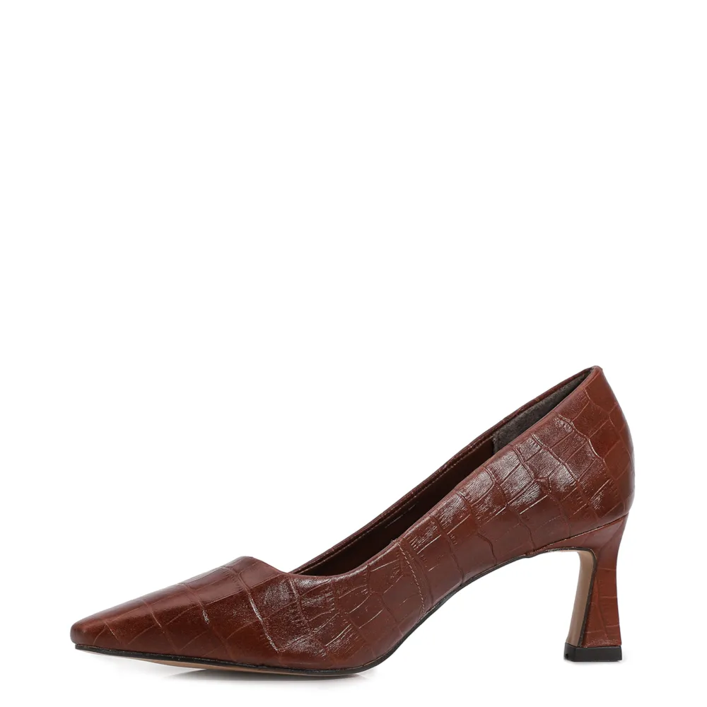 Scarpin Couro Croco Marrom - imagem 5