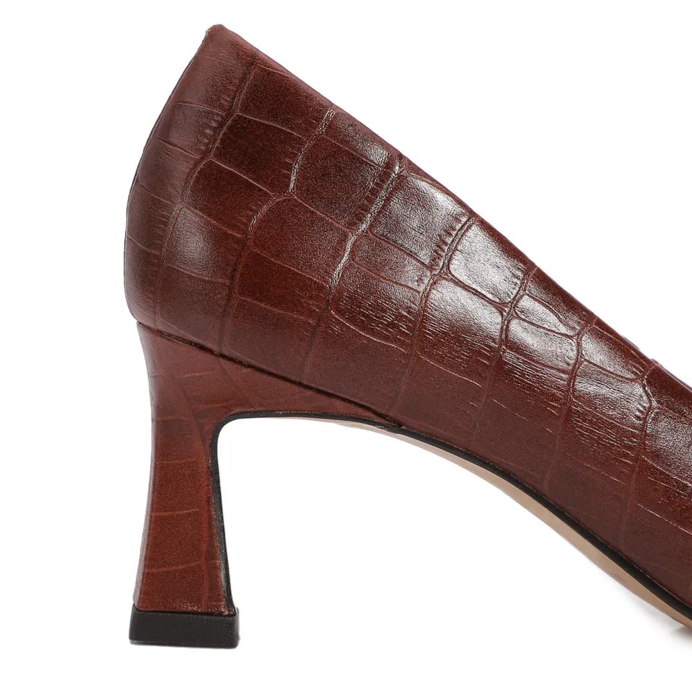Scarpin Couro Croco Marrom - imagem 8