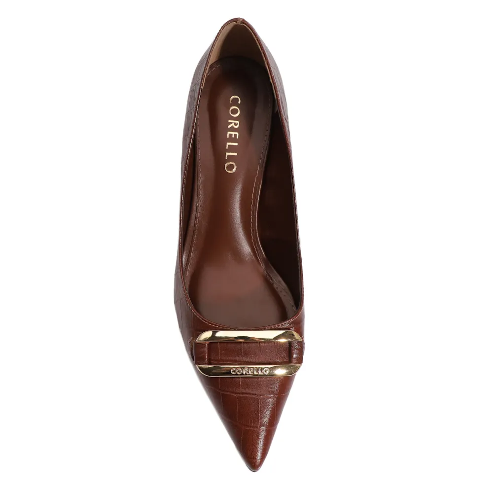Scarpin Couro Croco Marrom - imagem 6
