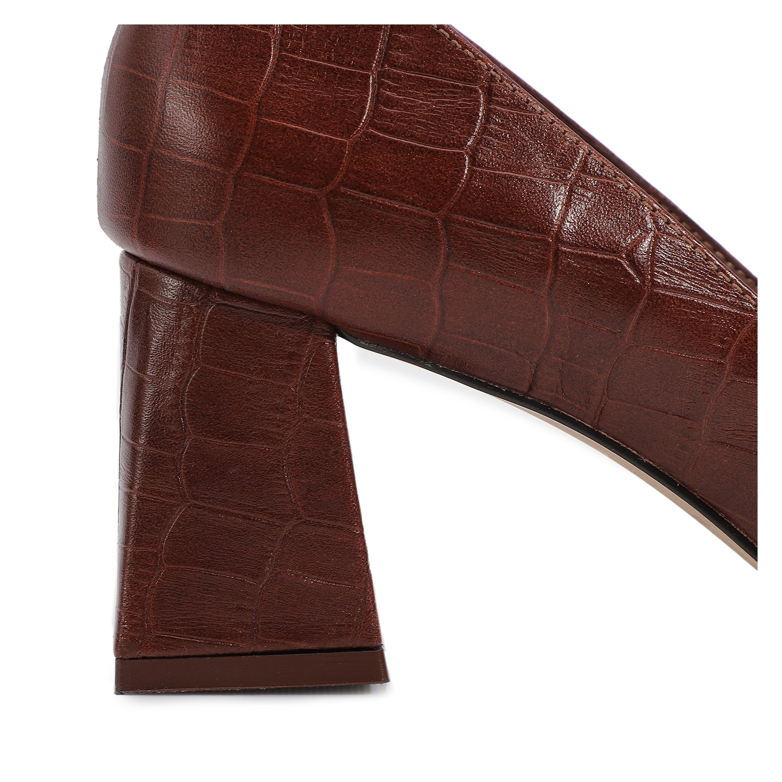Scarpin Couro Croco Marrom
