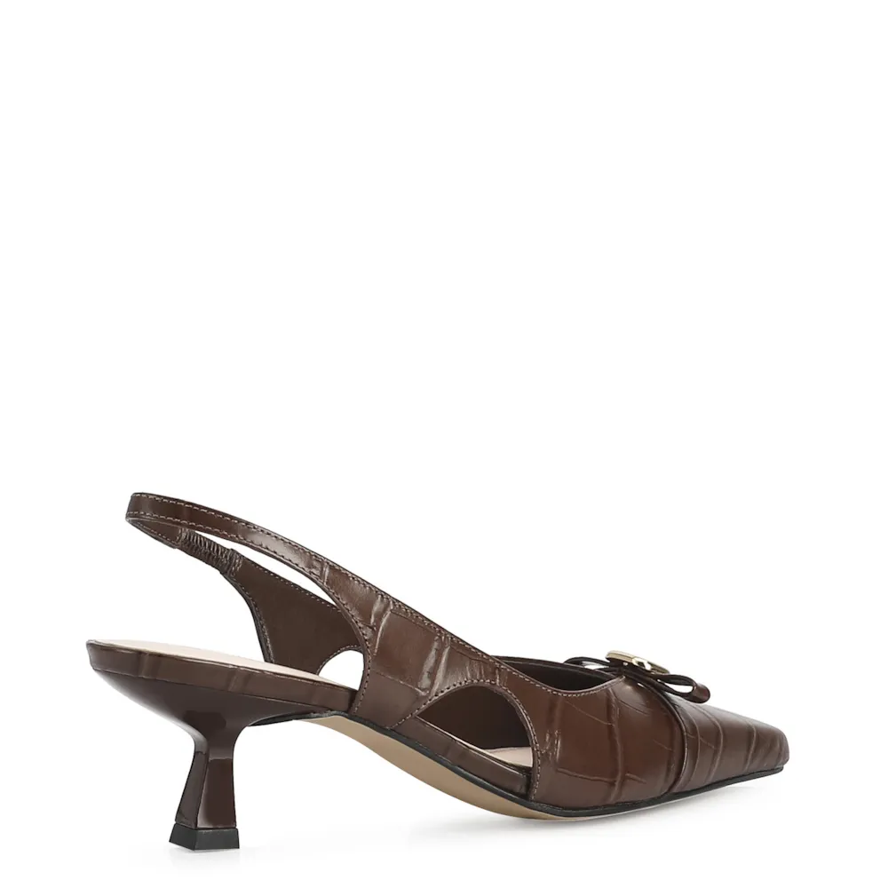Scarpin Couro Croco Marrom - imagem 4