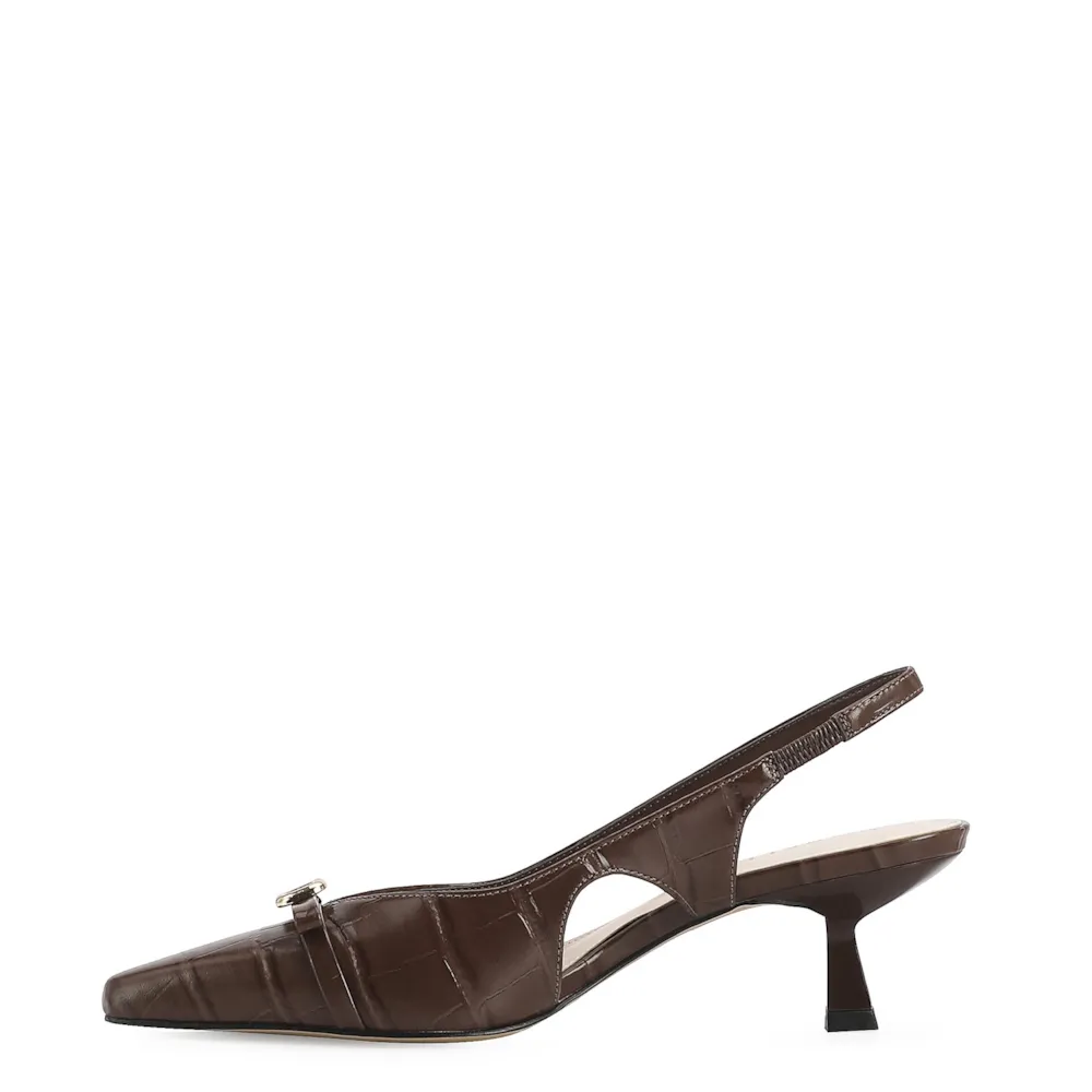 Scarpin Couro Croco Marrom - imagem 5