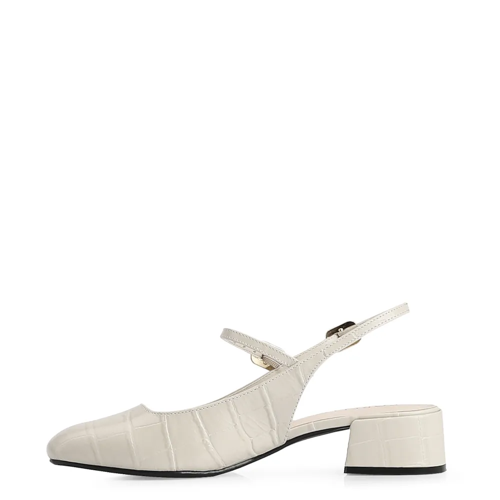 Scarpin Couro Croco Off White/Alt Off White - imagem 4