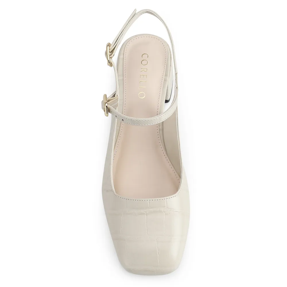 Scarpin Couro Croco Off White/Alt Off White - imagem 5