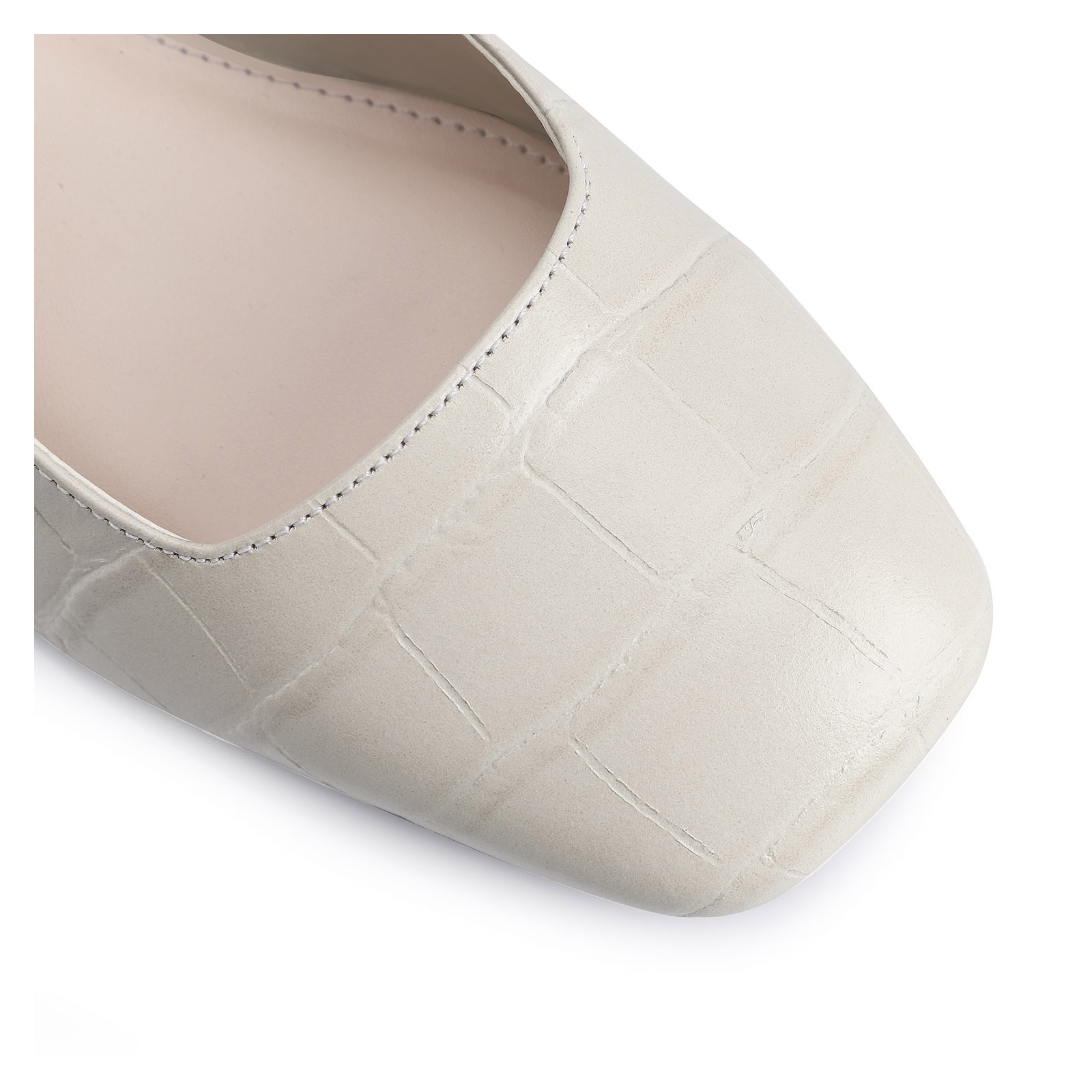 Scarpin Couro Croco Off White/Alt Off White
