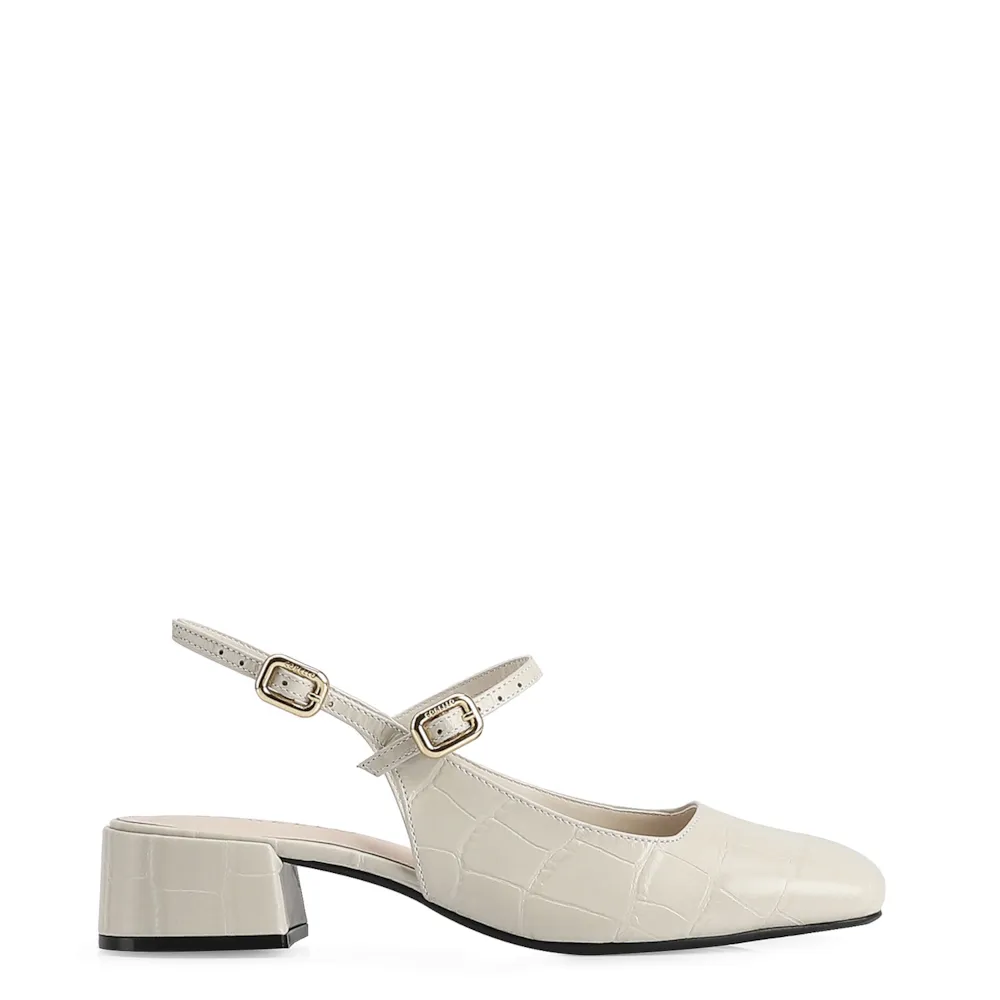 Scarpin Couro Croco Off White/Alt Off White - imagem 2
