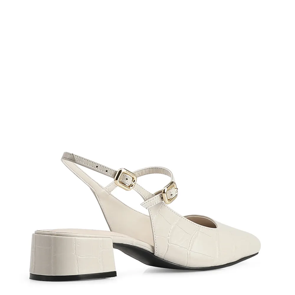 Scarpin Couro Croco Off White/Alt Off White - imagem 3