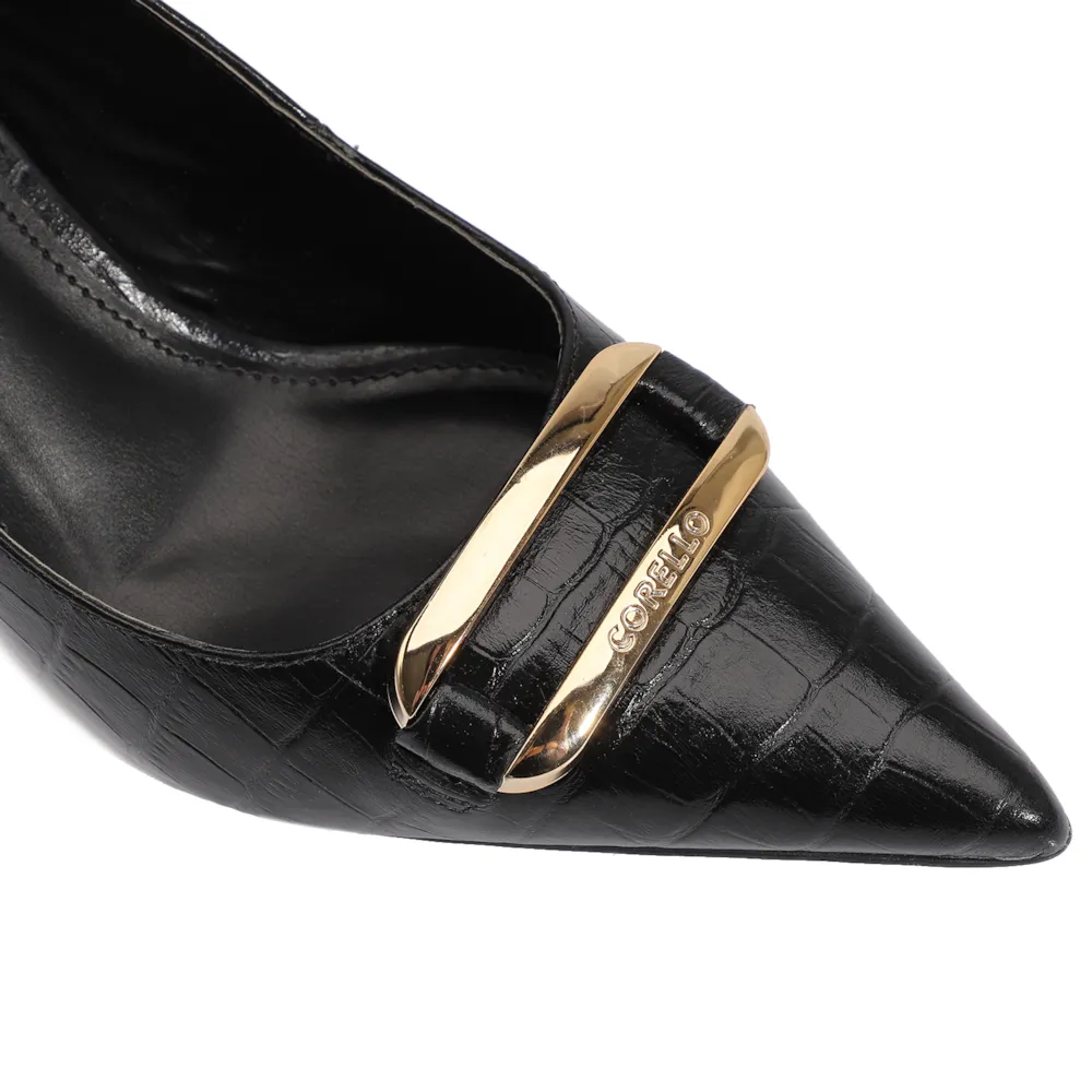 Scarpin Couro Croco Preto - imagem 6