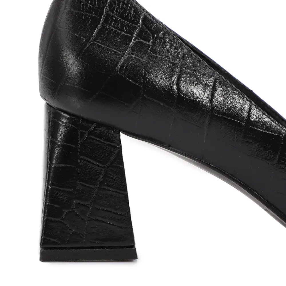 Scarpin Couro Croco Preto - imagem 7