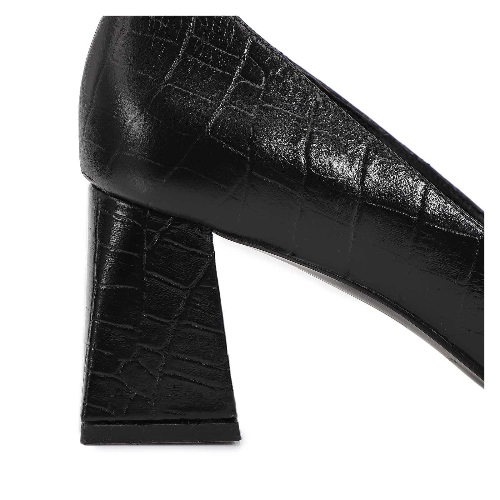 Scarpin Couro Croco Preto