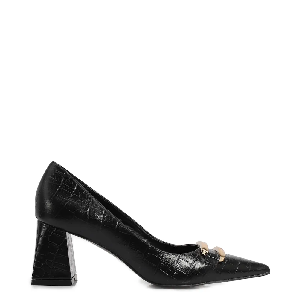 Scarpin Couro Croco Preto - imagem 2