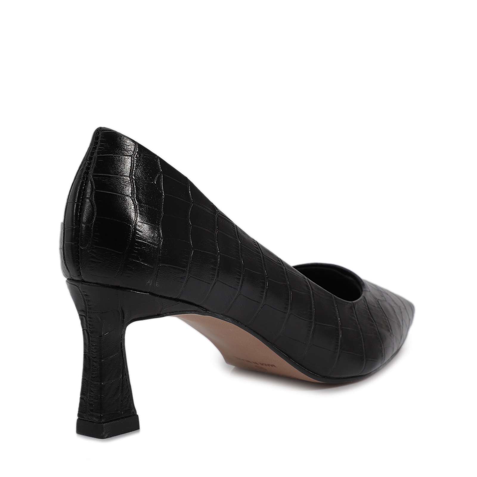 Scarpin Couro Croco Preto