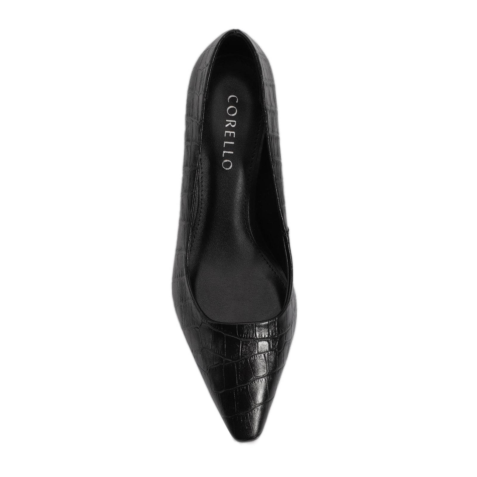 Scarpin Couro Croco Preto
