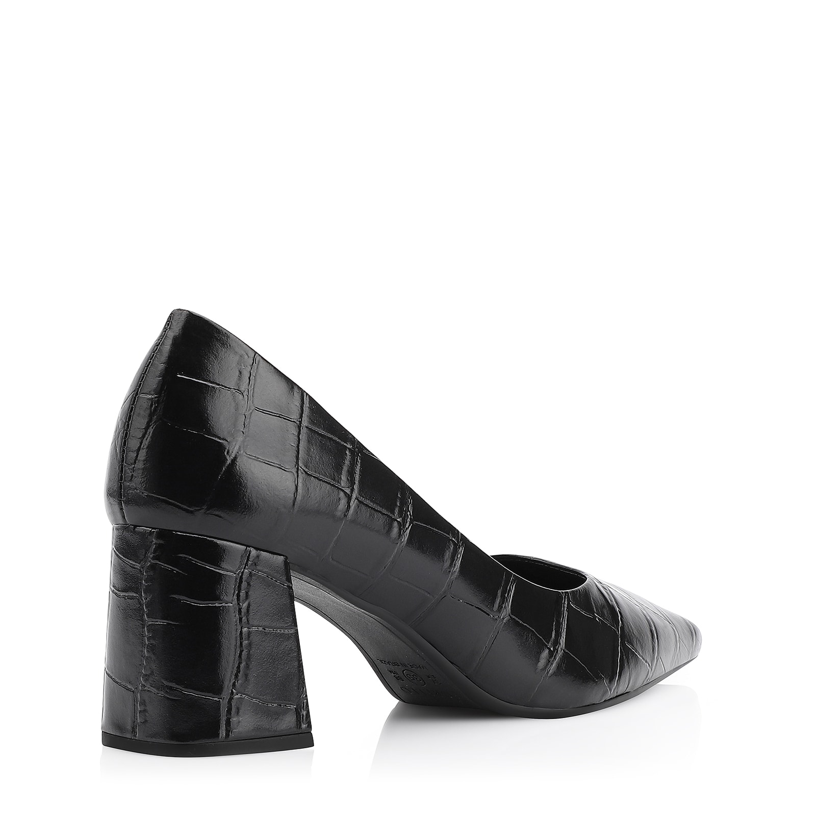 Scarpin Couro Croco Preto
