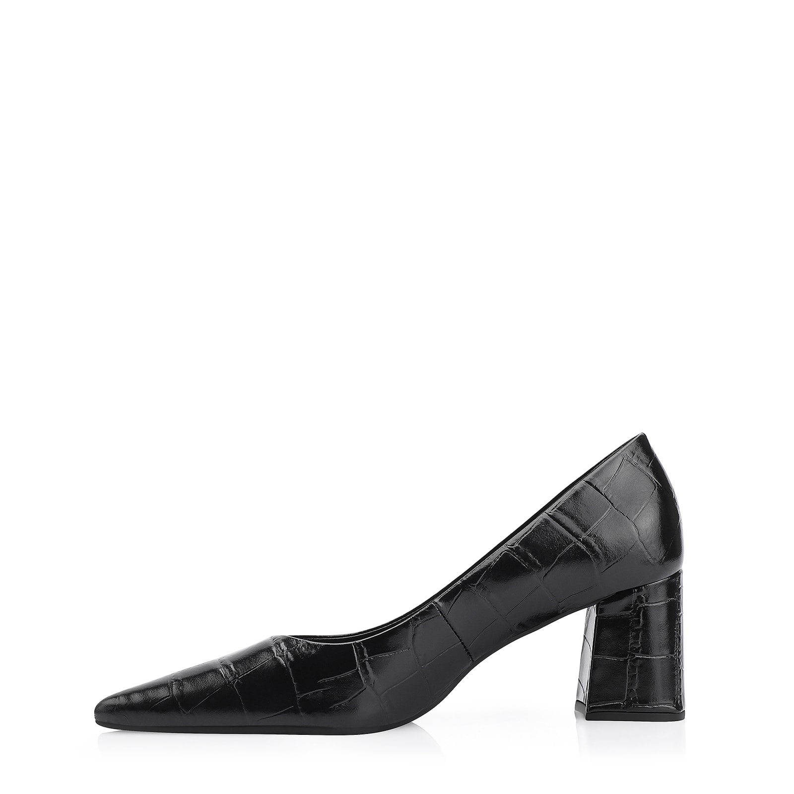 Scarpin Couro Croco Preto