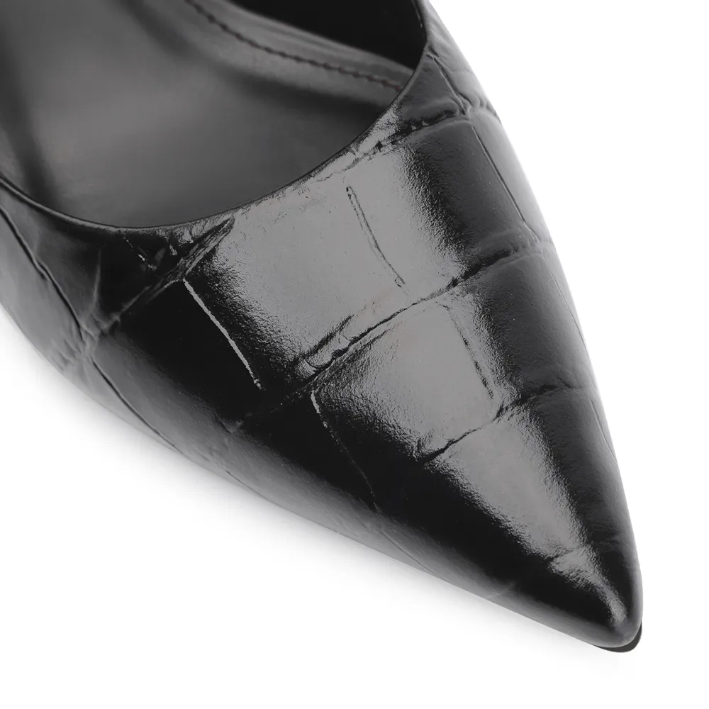 Scarpin Couro Croco Preto - imagem 6