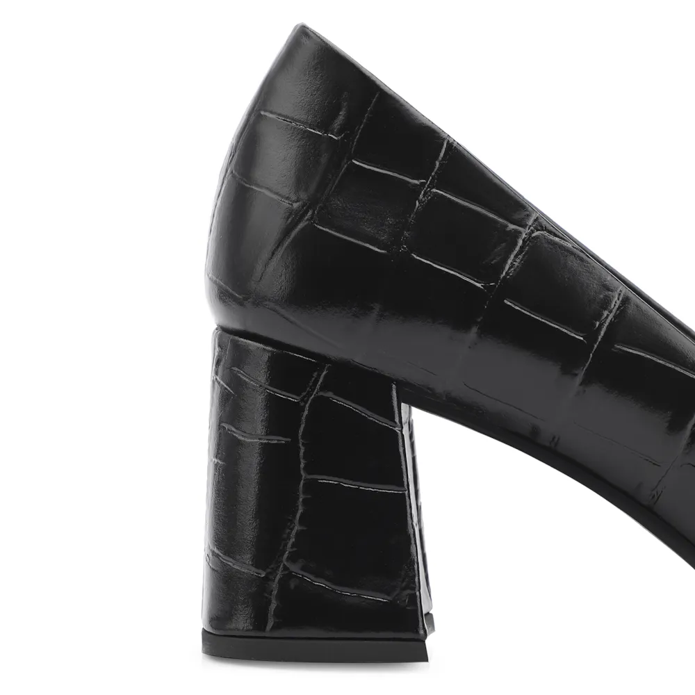 Scarpin Couro Croco Preto - imagem 7
