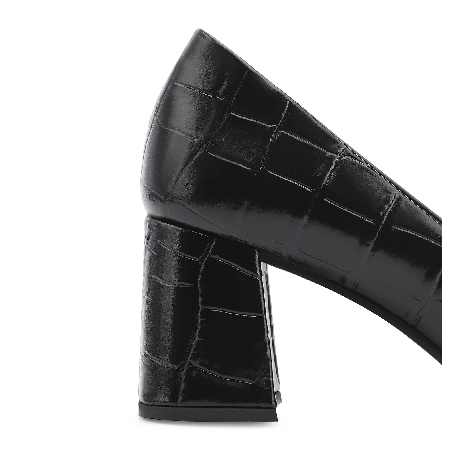 Scarpin Couro Croco Preto