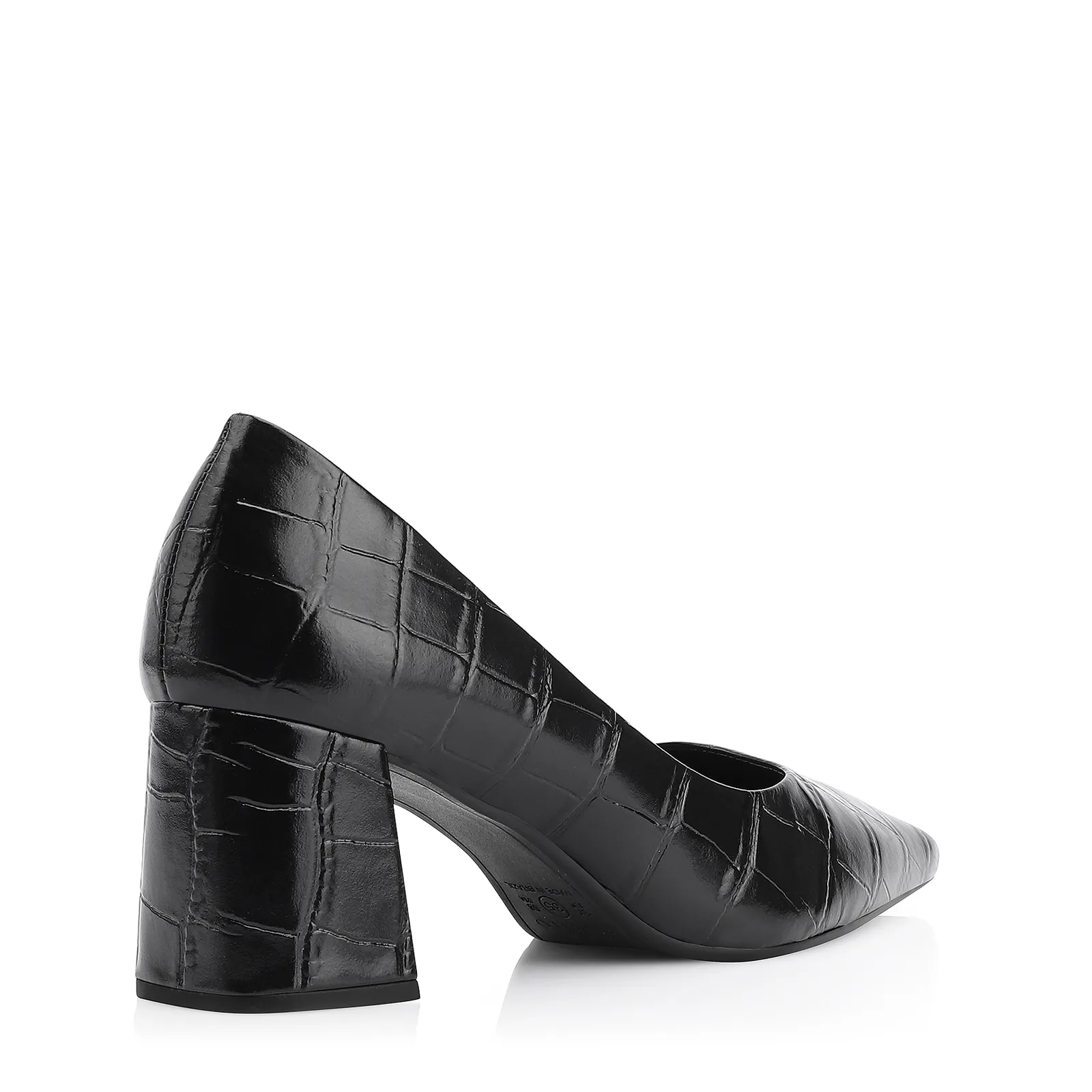 Scarpin Couro Croco Preto