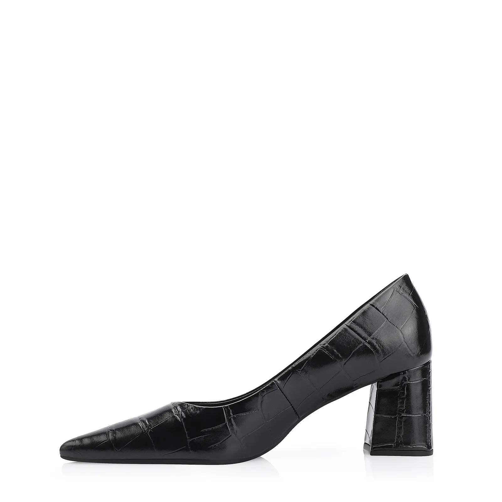 Scarpin Couro Croco Preto
